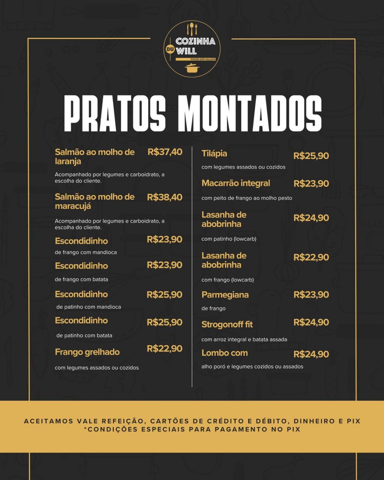 Cardápio Pratos Montados